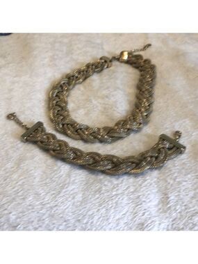 ALFANI Jewelry Set Wide Gold Tone Weaving Chains, Braided Roman Vibe